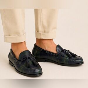 Ralph Lauren Men’s Blackwatch Plaid Leather Driver Loafers Sz 11 Made in Italy